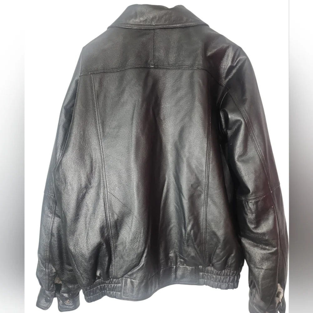 Burk's Bay Men's Black Leather Bomber Jacket. XL - Picture 2 of 13